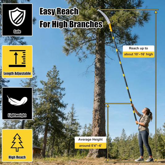 Pole Saw for Tree Trimming, 8FT Lightweight 2 in 1 Manual Hand Saws Tree Trimmer Pole Saw, Sharp Steel Blade, Adjustable Branch Cutter Pruner for Yard Walkway Oak Palm Fruit Pine and Fir Limbs Cutting
