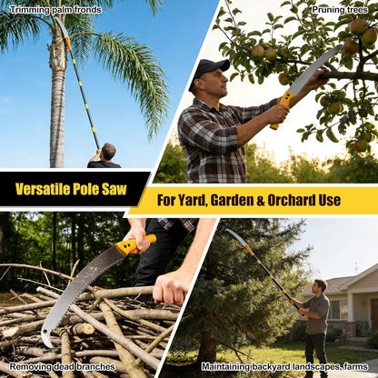Pole Saw for Tree Trimming, 8FT Lightweight 2 in 1 Manual Hand Saws Tree Trimmer Pole Saw, Sharp Steel Blade, Adjustable Branch Cutter Pruner for Yard Walkway Oak Palm Fruit Pine and Fir Limbs Cutting