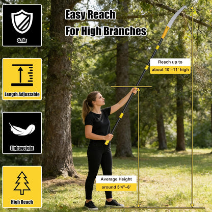 Pole Saw for Tree Trimming, 8FT Lightweight 2 in 1 Manual Hand Saws Tree Trimmer Pole Saw, Sharp Steel Blade, Adjustable Branch Cutter Pruner for Yard Walkway Oak Palm Fruit Pine and Fir Limbs Cutting