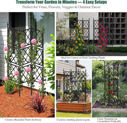 Garden Trellis for Climbing Plants Outdoor 63 Inch Iron Pipe