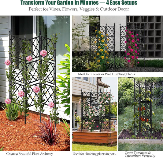 Garden Trellis for Climbing Plants Outdoor 63 Inch Iron Pipe