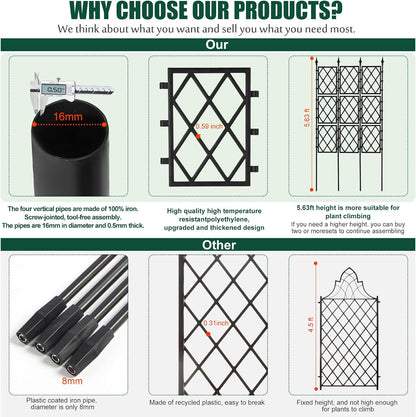 Garden Trellis for Climbing Plants Outdoor 63 Inch Iron Pipe