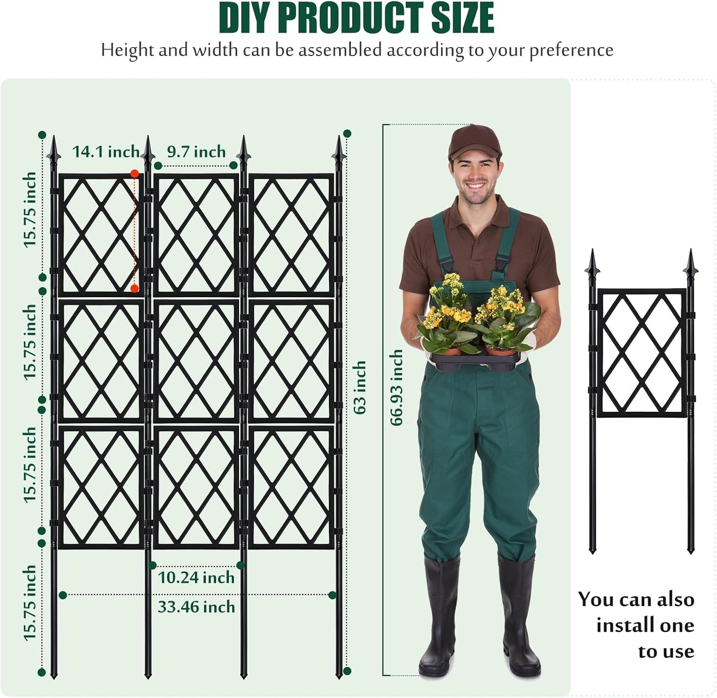 Garden Trellis for Climbing Plants Outdoor 63 Inch Iron Pipe