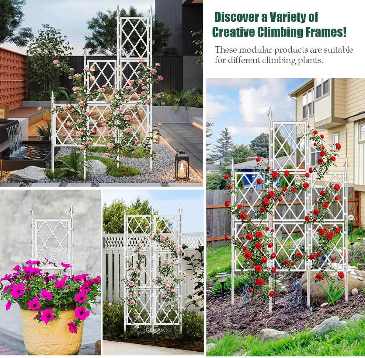 Garden Trellis for Climbing Plants Outdoor 63 Inch Iron Pipe