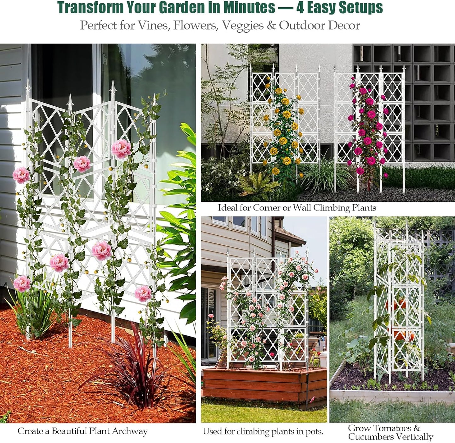 Garden Trellis for Climbing Plants Outdoor 63 Inch Iron Pipe