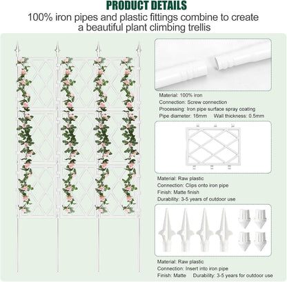 Garden Trellis for Climbing Plants Outdoor 63 Inch Iron Pipe