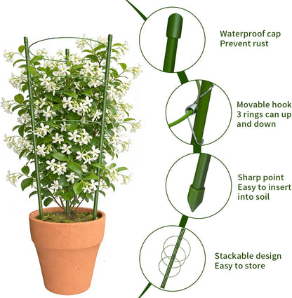 4 Pack Tomato Cage for Garden Plant Support, 18 inches Small Tomato Cages Tomato Trellis with Adjustable Rings, Plant Stakes for Peony Support, Tomato Stakes Rings for Climbing Plants