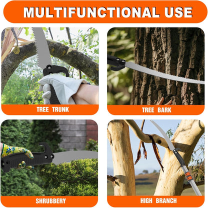SISUPASSIE 26FT Reach Pole Saw for Tree Trimming, Telescoping Tree Pruner Extendable with 5-20FT Extension Pole, Manual Saw for Garden, Patios, Yard