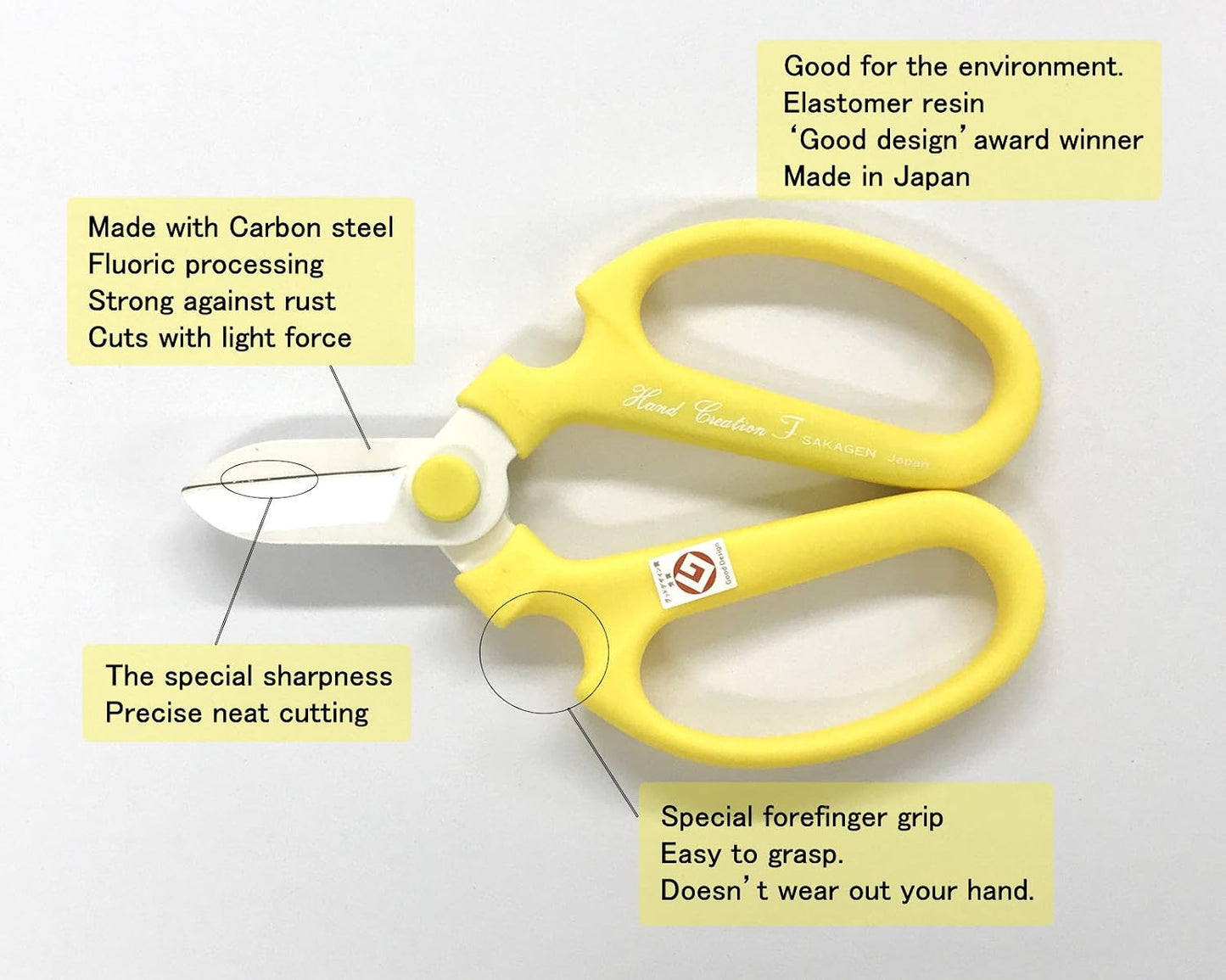 Flower Scissors Hand Creation F-170 (Yellow, 170mm)