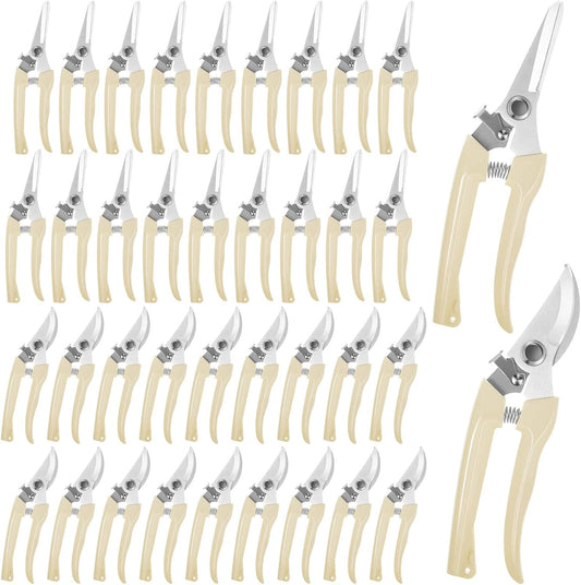 24 Pcs Garden Flower Shears Pruning Scissors Valentine Heavy Duty Plant Scissor Garden Clippers Hand Bypass Pruner for Gardening Plants Hedge Tree Cutting Miniature Bonsai Modeling(Beige)
