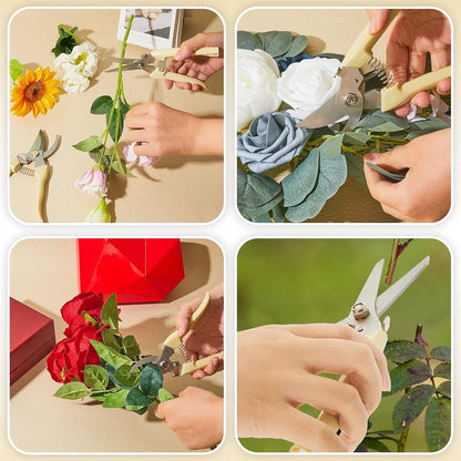24 Pcs Garden Flower Shears Pruning Scissors Valentine Heavy Duty Plant Scissor Garden Clippers Hand Bypass Pruner for Gardening Plants Hedge Tree Cutting Miniature Bonsai Modeling(Beige)