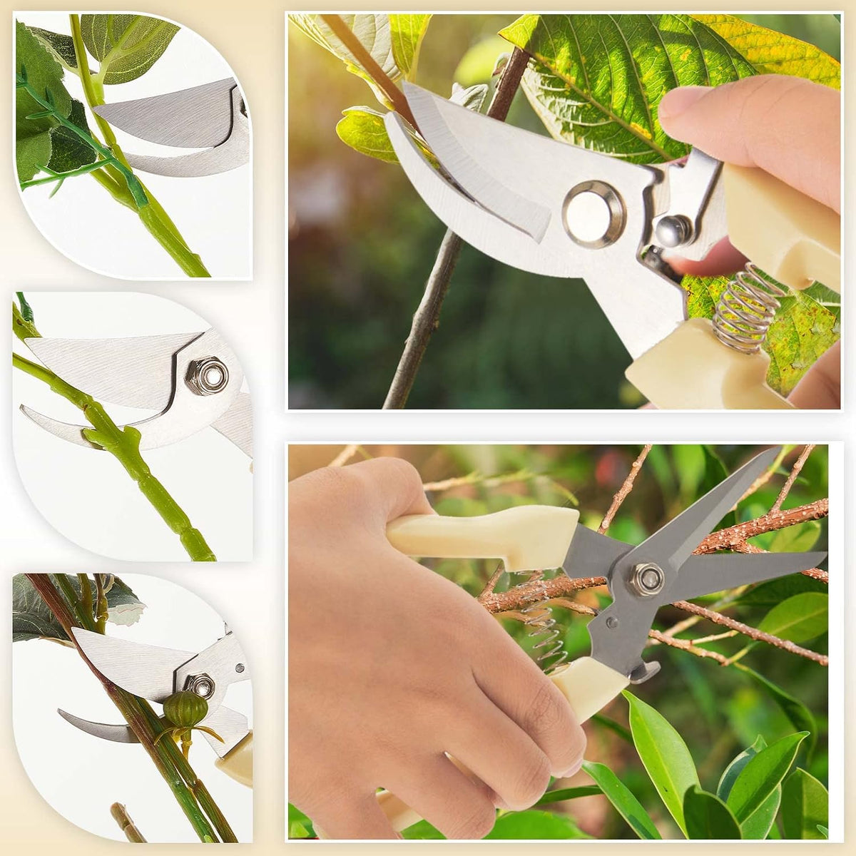 24 Pcs Garden Flower Shears Pruning Scissors Valentine Heavy Duty Plant Scissor Garden Clippers Hand Bypass Pruner for Gardening Plants Hedge Tree Cutting Miniature Bonsai Modeling(Beige)
