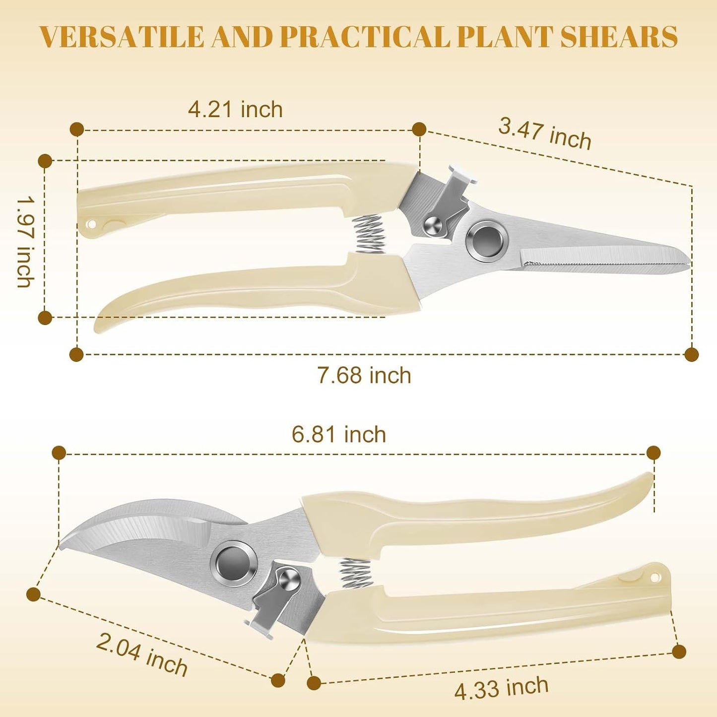 24 Pcs Garden Flower Shears Pruning Scissors Valentine Heavy Duty Plant Scissor Garden Clippers Hand Bypass Pruner for Gardening Plants Hedge Tree Cutting Miniature Bonsai Modeling(Beige)