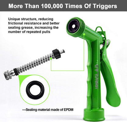 Hose Nozzle 2 Pack, Full Size Pistol Grip Water Nozzle Sprayer with Threaded Front, High Pressure Nozzle, Adjustable Spray Water Flow for Watering Plants, Showering Pet, Washing Car, Cleaning