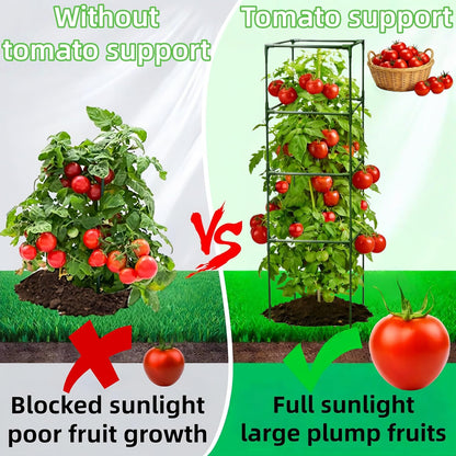 3 Pack Square Tomato Cages for Garden, 59 Inch Tall Heavy Duty Metal Tomato Plant Support Trellis, Adjustable Large Tomato Stakes for Outdoor Pots Climbing Plants, Vegetables, Cucumber