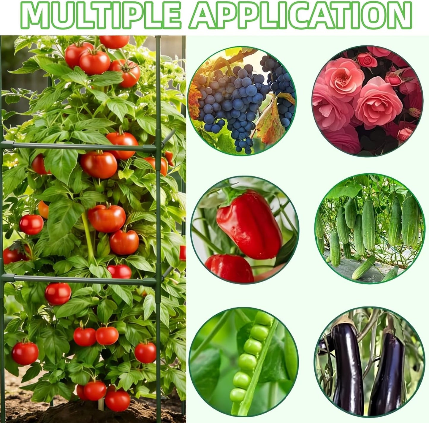 3 Pack Square Tomato Cages for Garden, 59 Inch Tall Heavy Duty Metal Tomato Plant Support Trellis, Adjustable Large Tomato Stakes for Outdoor Pots Climbing Plants, Vegetables, Cucumber