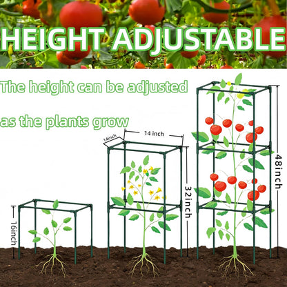 3 Pack Square Tomato Cages for Garden, 59 Inch Tall Heavy Duty Metal Tomato Plant Support Trellis, Adjustable Large Tomato Stakes for Outdoor Pots Climbing Plants, Vegetables, Cucumber