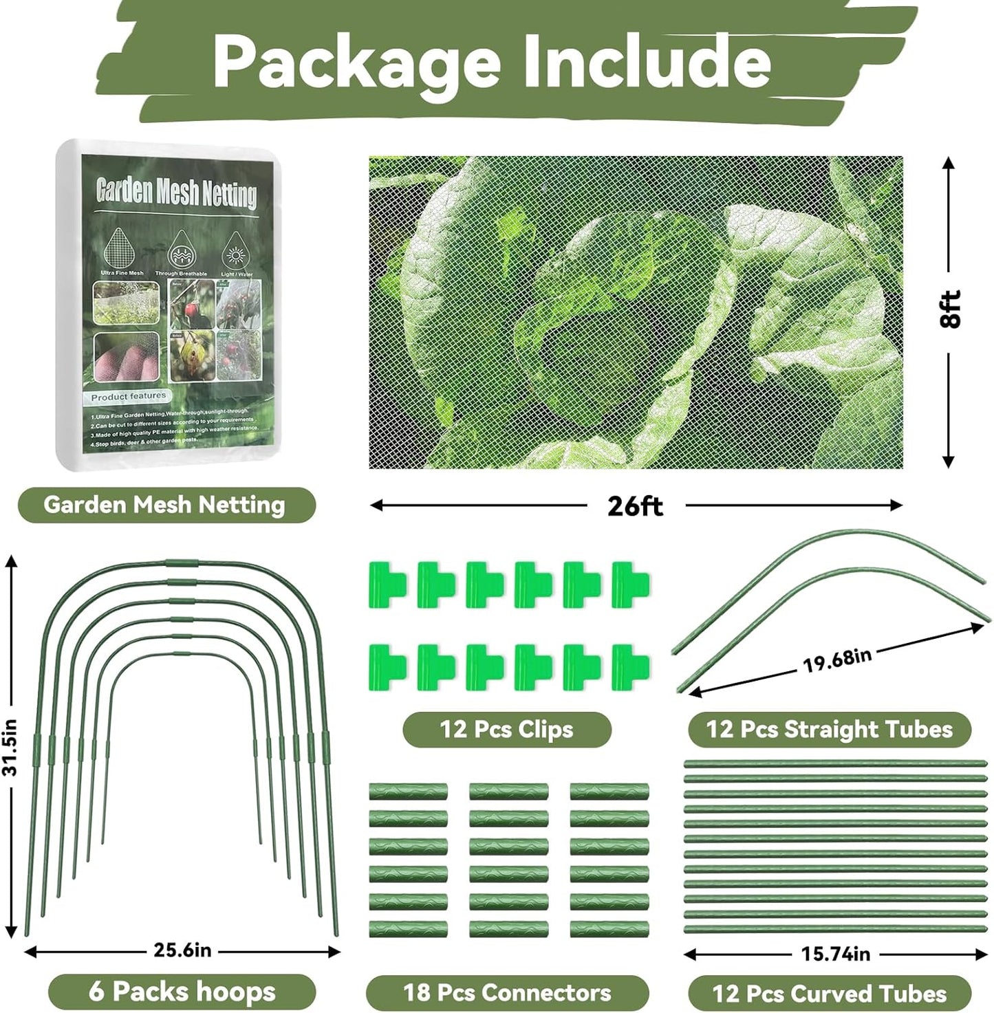 Garden Mesh Netting Kit Protect Fruit Vegetable from Birds Bugs