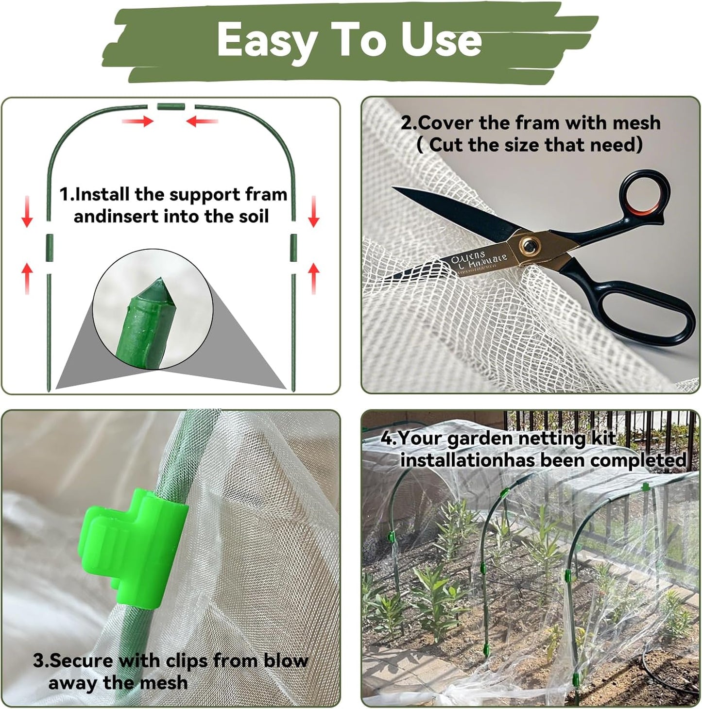 Garden Mesh Netting Kit Protect Fruit Vegetable from Birds Bugs