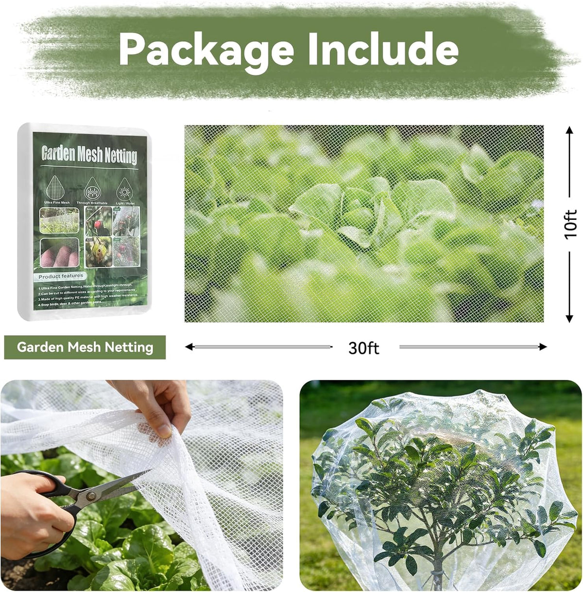 Garden Mesh Netting Kit Protect Fruit Vegetable from Birds Bugs