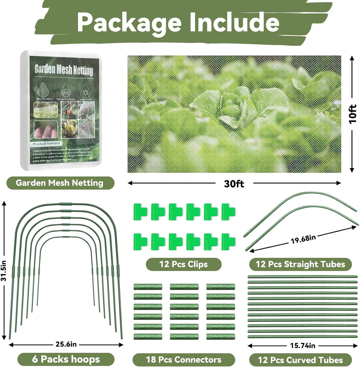 Garden Mesh Netting Kit Protect Fruit Vegetable from Birds Bugs