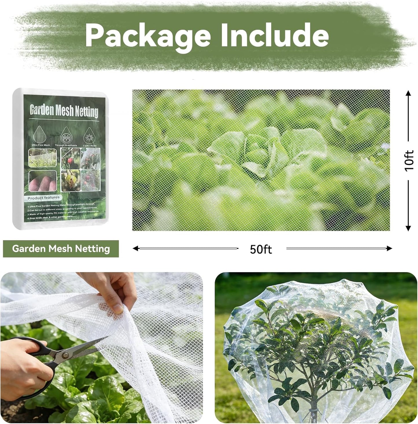 Garden Mesh Netting Kit Protect Fruit Vegetable from Birds Bugs