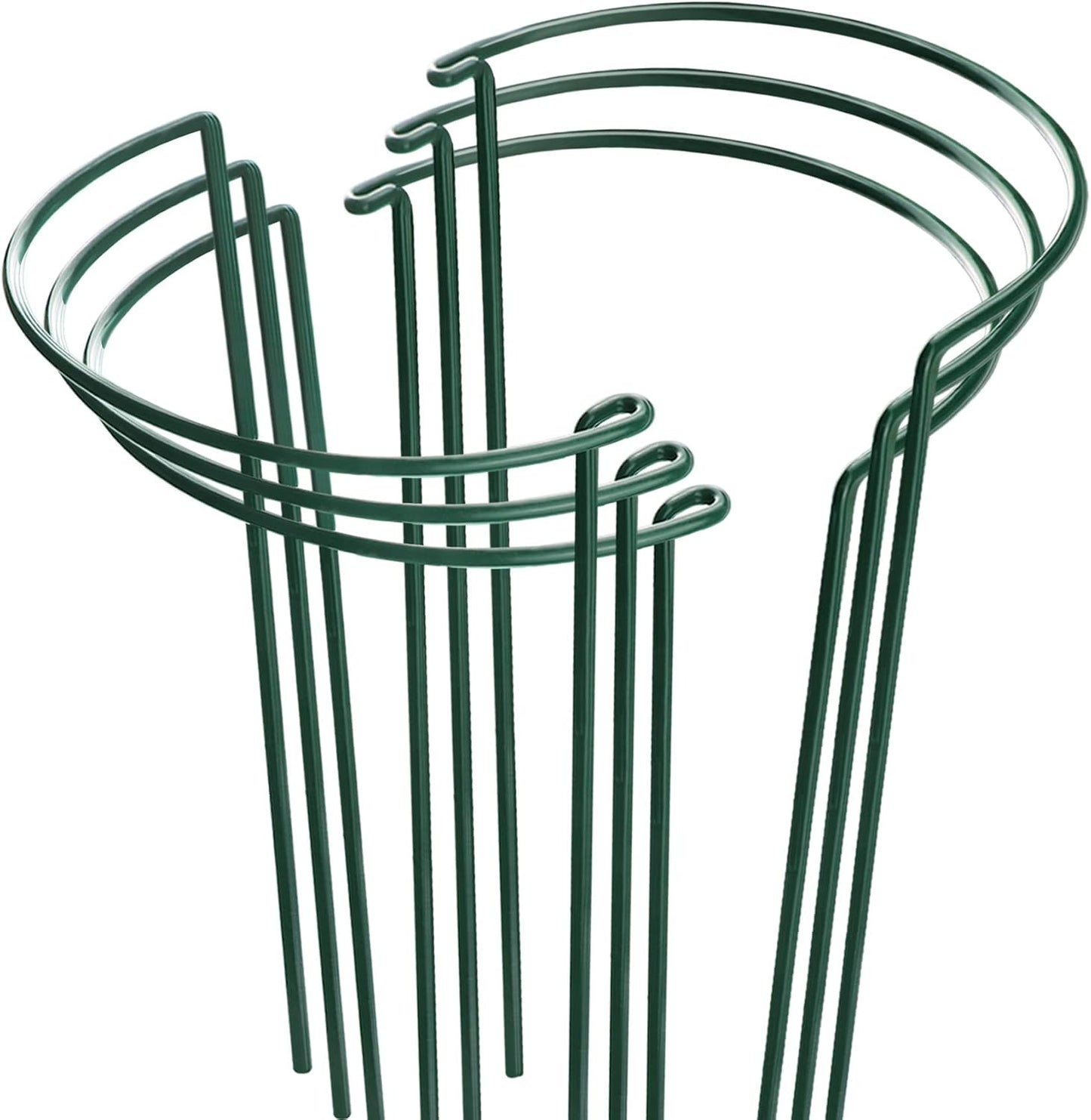 Plant Support Stakes, 6 Pack Metal Peony Cages and Supports, Garden Stakes Plant Support Cage, Large Plant Support Ring for Outdoor Indoor Snake Plant Peony Rose Flowers Vine (10" W x 15.8" H)