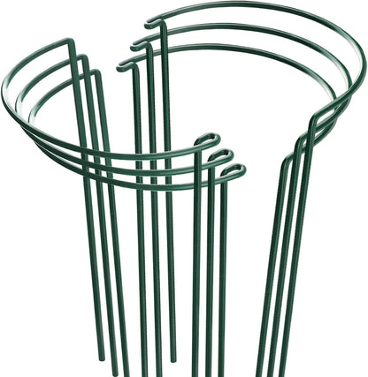 Plant Support Stakes, 6 Pack Metal Peony Cages and Supports, Garden Stakes Plant Support Cage, Large Plant Support Ring for Outdoor Indoor Snake Plant Peony Rose Flowers Vine (10" W x 15.8" H)