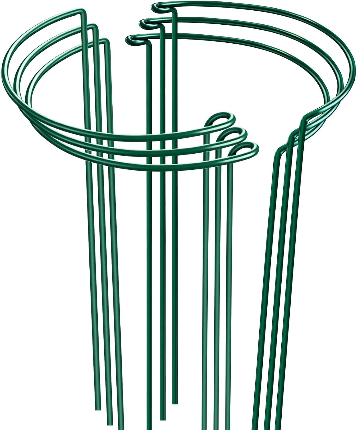 Plant Support Stakes, 6 Pack Metal Peony Cages and Supports, Garden Stakes Plant Support Cage, Large Plant Support Ring for Outdoor Indoor Snake Plant Peony Rose Flowers Vine (10" W x 15.8" H)