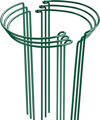 Plant Support Stakes, 6 Pack Metal Peony Cages and Supports, Garden Stakes Plant Support Cage, Large Plant Support Ring for Outdoor Indoor Snake Plant Peony Rose Flowers Vine (10" W x 15.8" H)