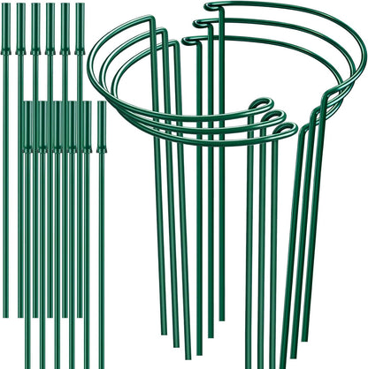 Plant Support Stakes, 6 Pack Metal Peony Cages and Supports, Garden Stakes Plant Support Cage, Large Plant Support Ring for Outdoor Indoor Snake Plant Peony Rose Flowers Vine (10" W x 15.8" H)