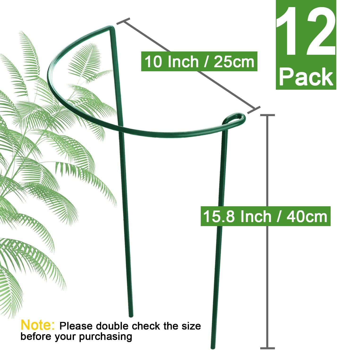 Plant Support Stakes, 6 Pack Metal Peony Cages and Supports, Garden Stakes Plant Support Cage, Large Plant Support Ring for Outdoor Indoor Snake Plant Peony Rose Flowers Vine (10" W x 15.8" H)