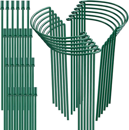 Plant Support Stakes, 6 Pack Metal Peony Cages and Supports, Garden Stakes Plant Support Cage, Large Plant Support Ring for Outdoor Indoor Snake Plant Peony Rose Flowers Vine (10" W x 15.8" H)