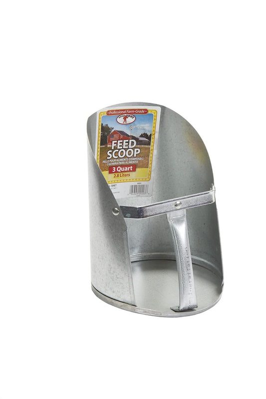 ® Galvanized Feed Scoop for Livestock | Heavy Duty Stackable Feed Scoop with Enclosed Handle (3 Quart, 1, Count)
