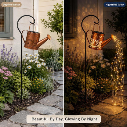Solar Watering Can Light, LED String Lantern, Hummingbird Garden Yard Decor
