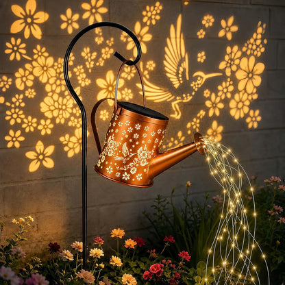Solar Watering Can Light, LED String Lantern, Hummingbird Garden Yard Decor