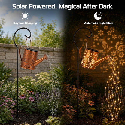 Solar Watering Can Light, LED String Lantern, Hummingbird Garden Yard Decor