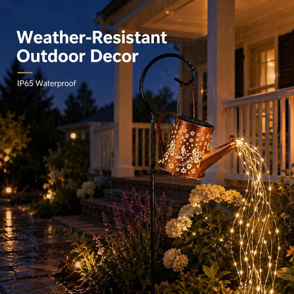 Solar Watering Can Light, LED String Lantern, Hummingbird Garden Yard Decor