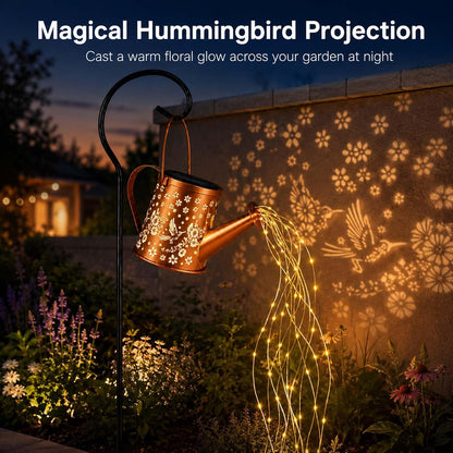 Solar Watering Can Light, LED String Lantern, Hummingbird Garden Yard Decor