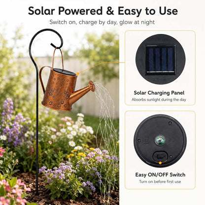Solar Watering Can Light, LED String Lantern, Hummingbird Garden Yard Decor