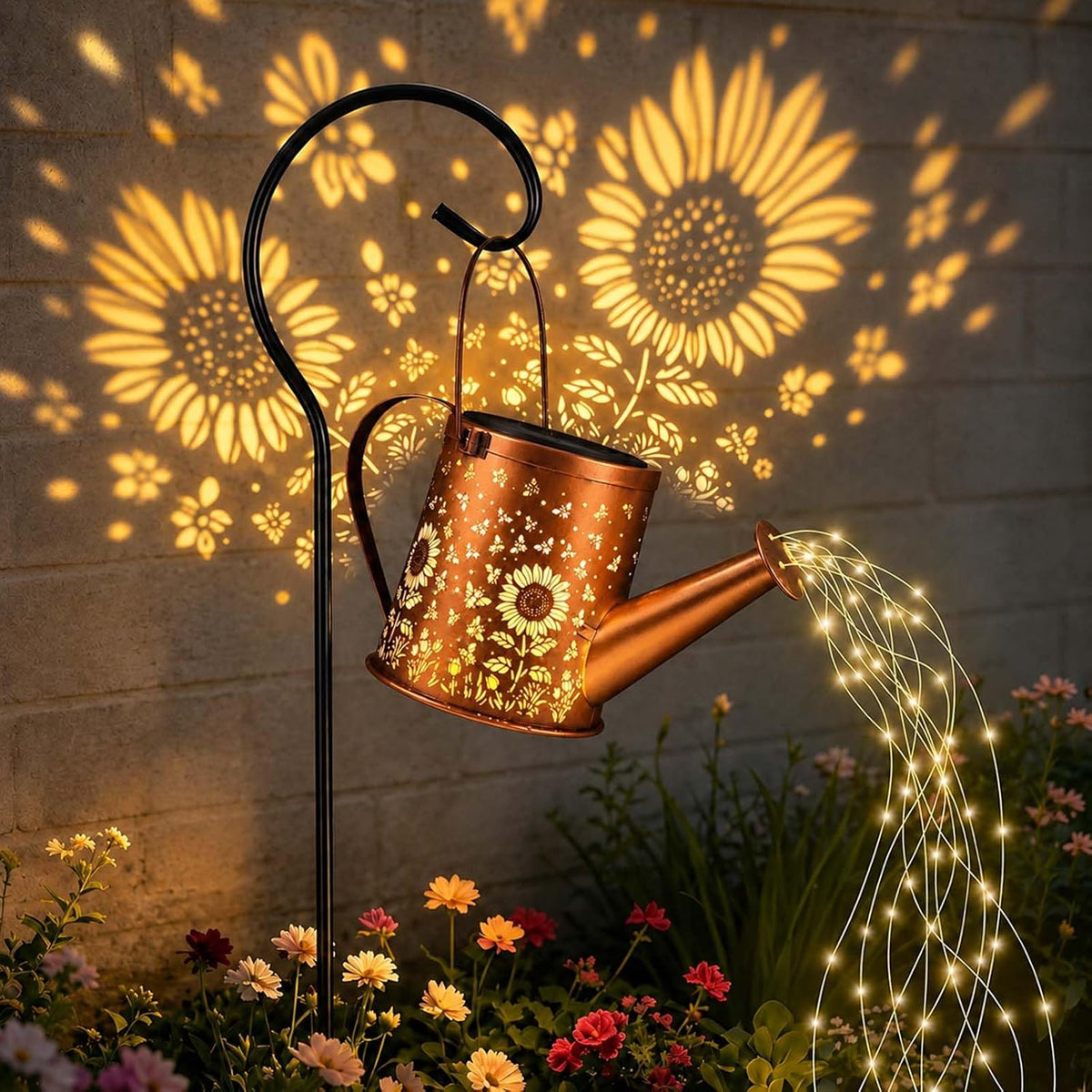 Solar Watering Can Light, LED String Lantern, Hummingbird Garden Yard Decor