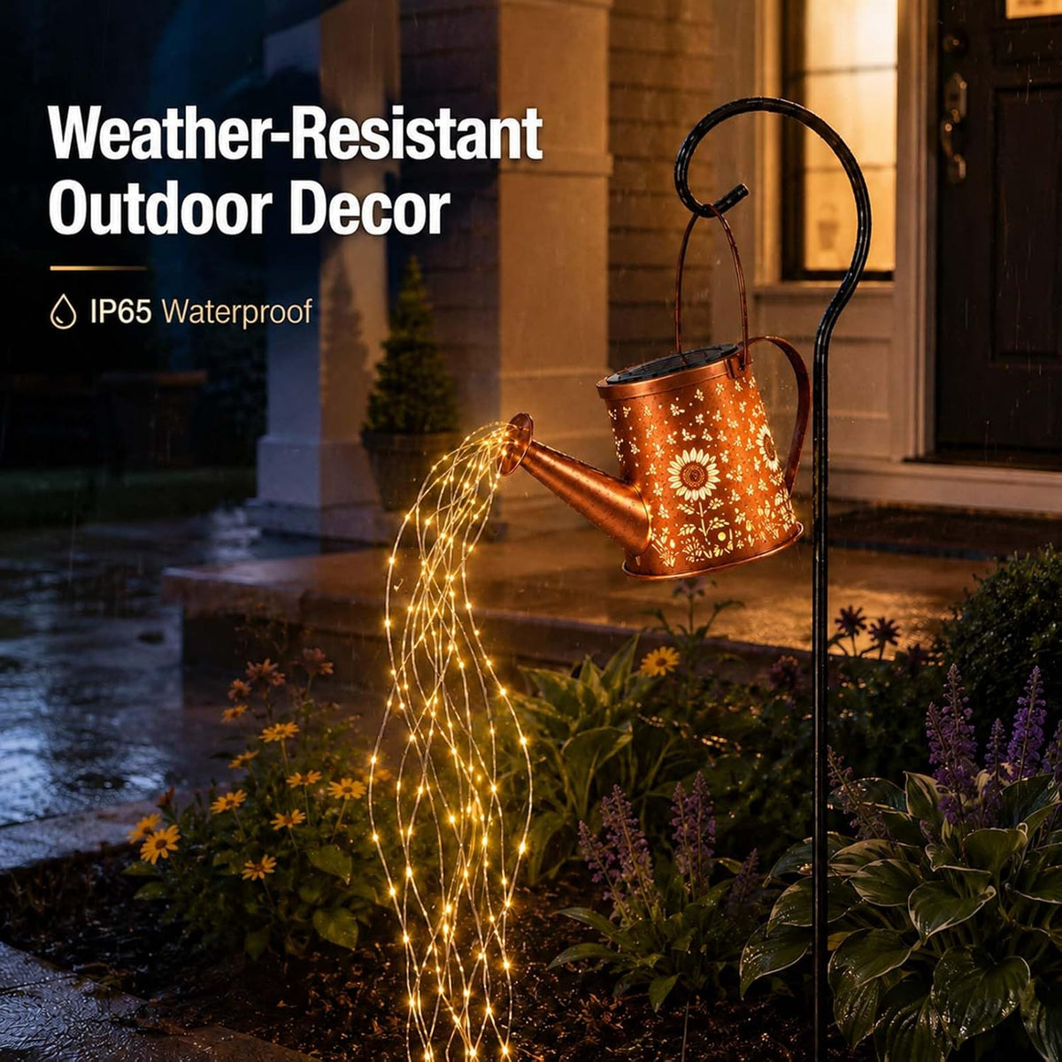 Solar Watering Can Light, LED String Lantern, Hummingbird Garden Yard Decor