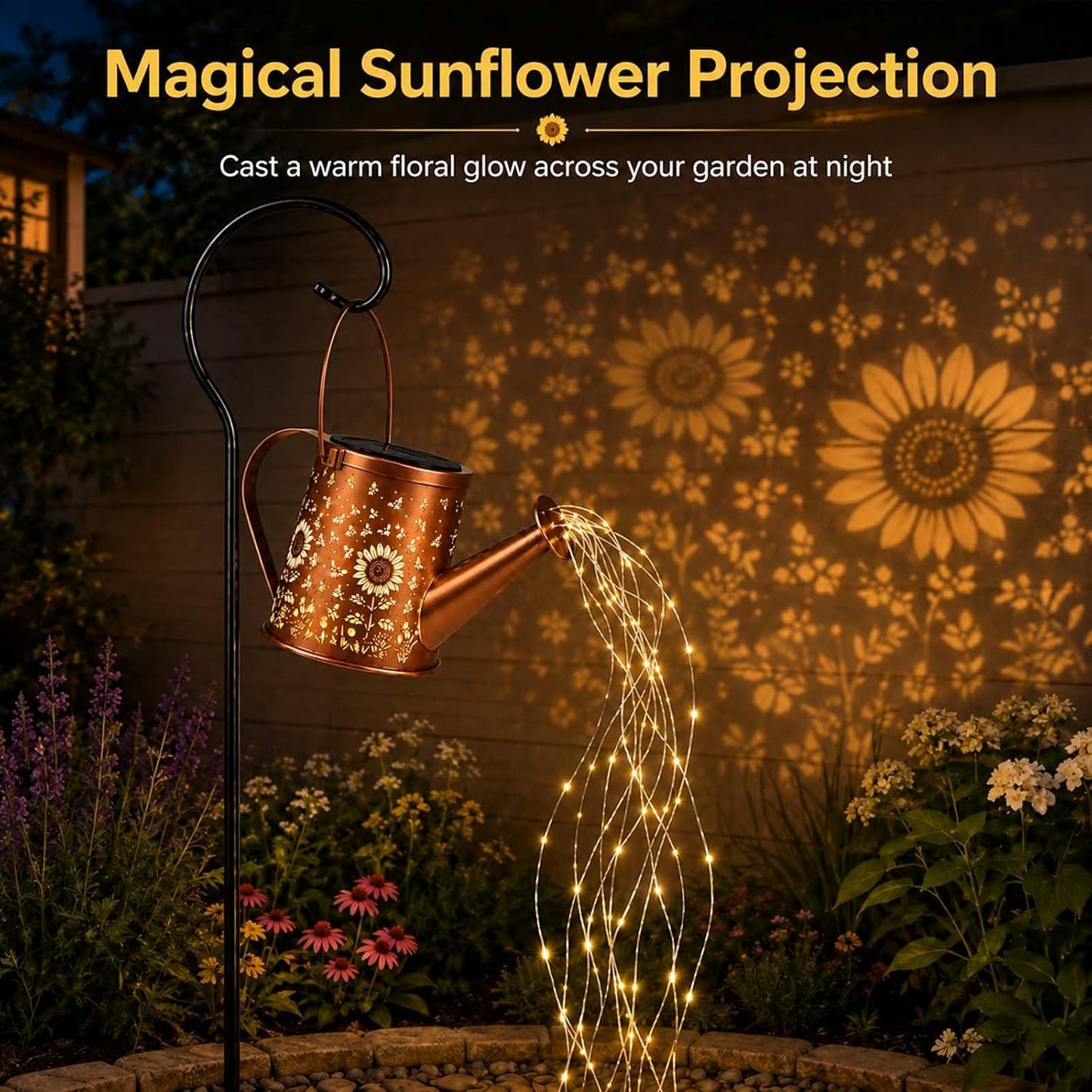 Solar Watering Can Light, LED String Lantern, Hummingbird Garden Yard Decor