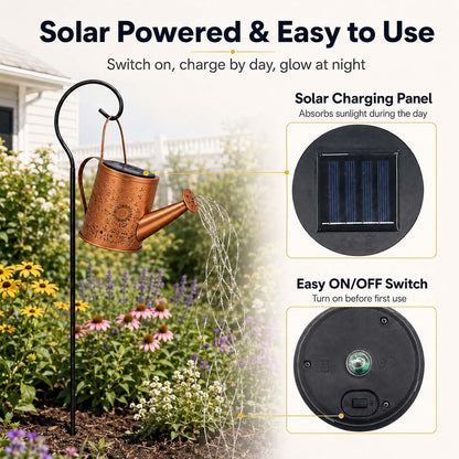 Solar Watering Can Light, LED String Lantern, Hummingbird Garden Yard Decor