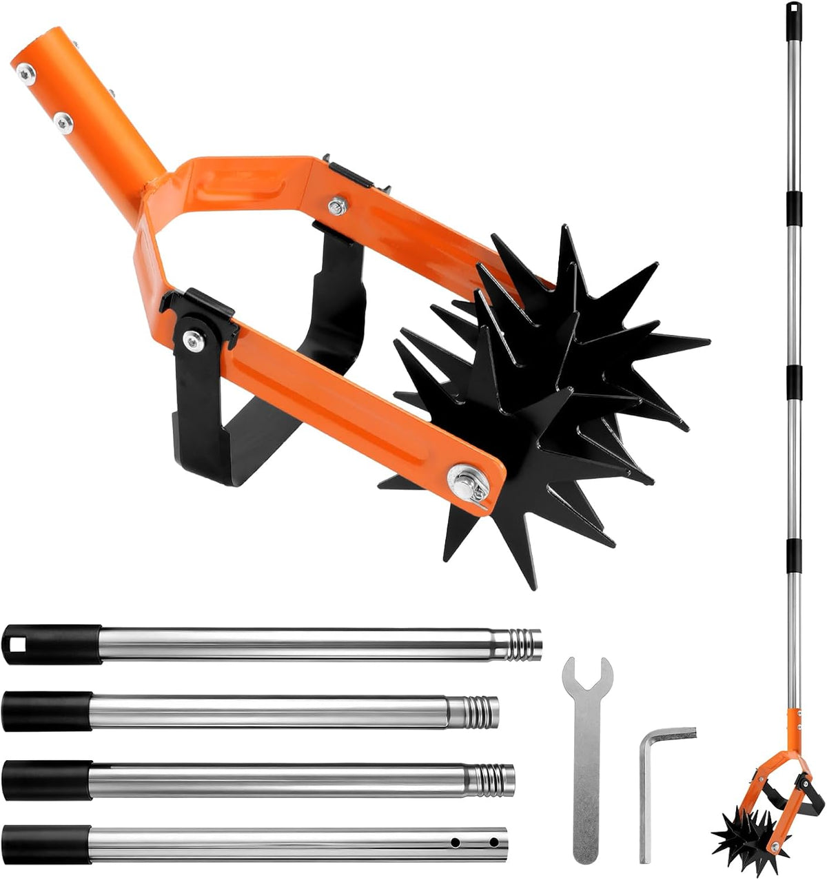 YIAD Rotary Cultivator Garden Tiller, 72" Stainless Steel Hand Tool