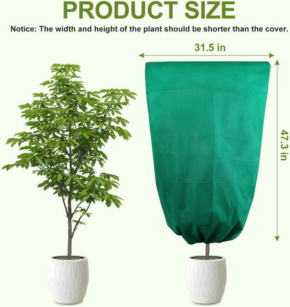 Plant Covers Freeze Protection, 4 Pack Frost Cloths with Zipper Drawstring (31.5" x 47.3"), Reusable Garden Fruit Tree Shrub Potted Protection Cover Bags Blanket for Winter Outdoor Frost Cold Weather