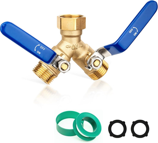 RV Hose Splitter 2 Way Heavy Duty, Brass Garden Hose Y Splitter