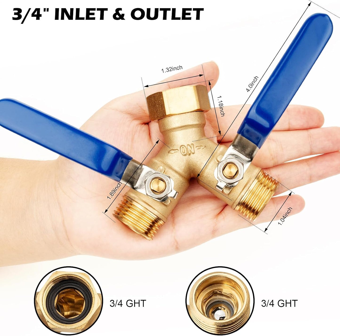 RV Hose Splitter 2 Way Heavy Duty, Brass Garden Hose Y Splitter