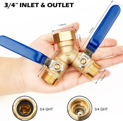 RV Hose Splitter 2 Way Heavy Duty, Brass Garden Hose Y Splitter