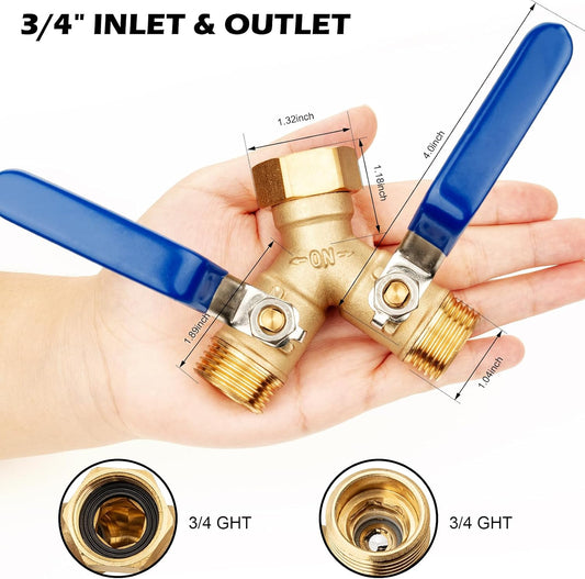 RV Hose Splitter 2 Way Heavy Duty, Brass Garden Hose Y Splitter